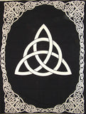 Gobelin celtycki z węzłem Trójcy, gruby, bawełniany, rozłożony na 98 cali x 70 cali, podwójny czarny