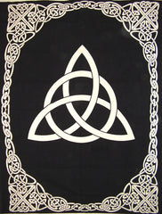 Tapisserie celtique à nœuds de la Trinité en coton épais 248,7 x 177,8 cm, double noir