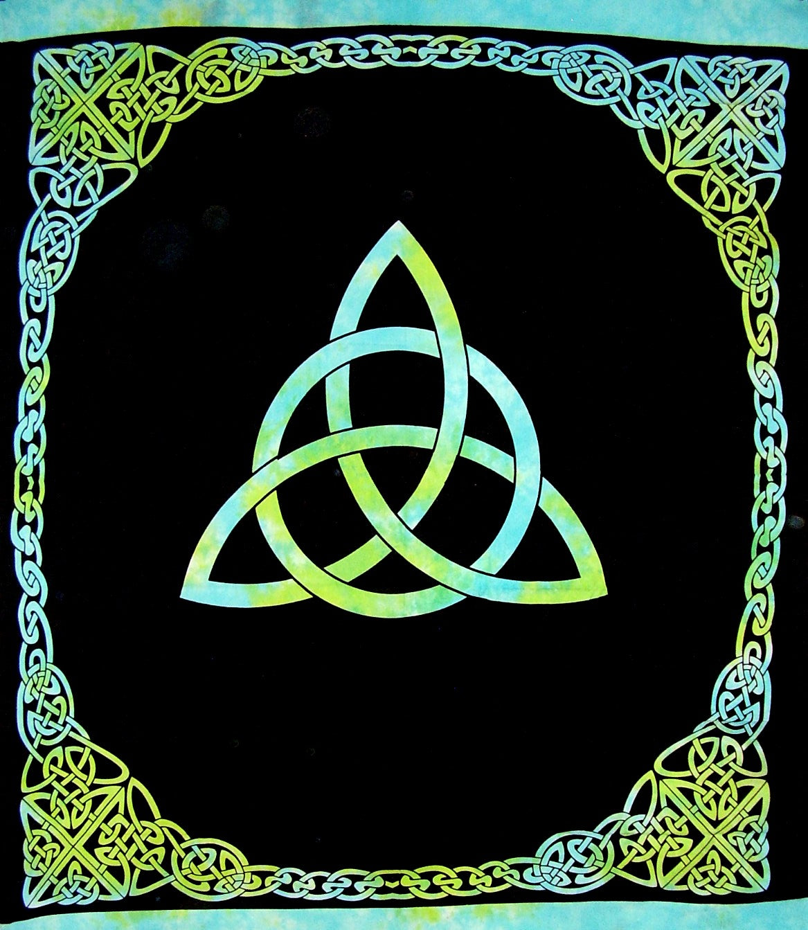 Celtic Trinity Knot Tapestry ผ้าฝ้ายหนาสเปรด 96 "x 86" Tie Dye Turquoise