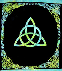 Celtic Trinity Knot Tapestry Heavy Cotton Spread 96" x 86" Tie Dye Turquoise