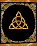 Gobelin celtycki z węzłem Trójcy, gruby, bawełniany, rozciągnięty, 96 x 86, barwnik krawatowy, bursztynowy