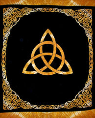 Keltischer Dreifaltigkeitsknoten-Wandteppich, schwere Baumwolle, 244,8 x 218,4 cm, Batik-Bernstein
