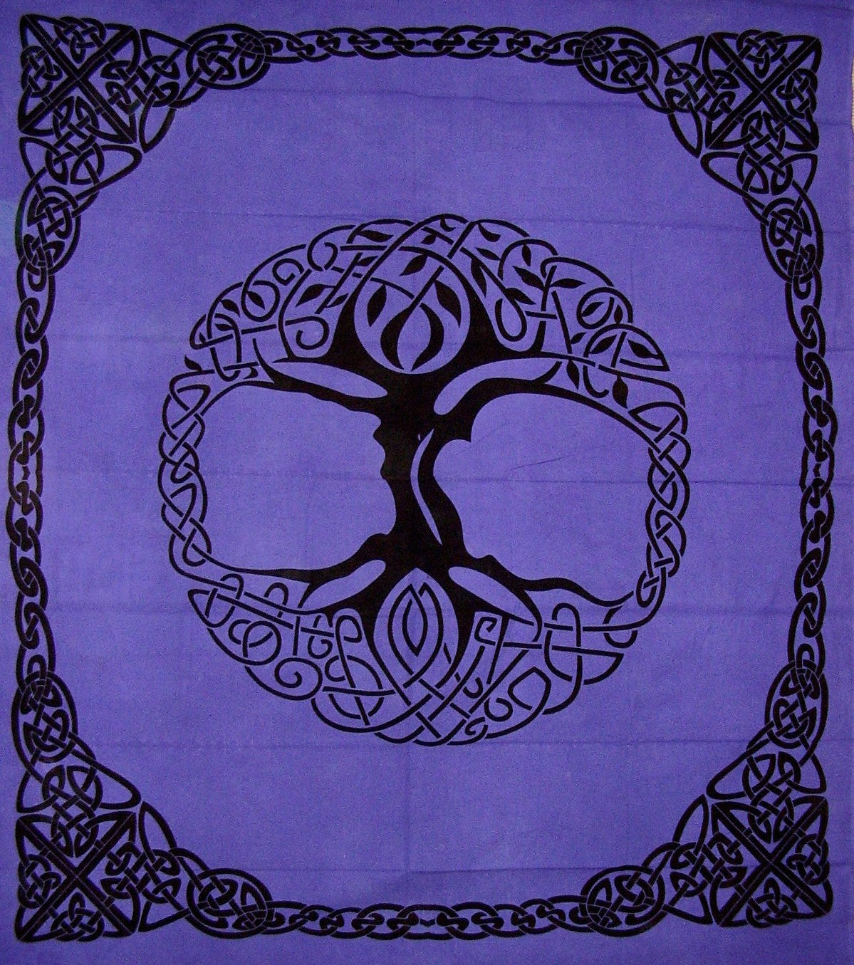 Celtic Tree of Life Tie Dye Tapestry Katun Tebal Sebaran 96" x 86" Ungu