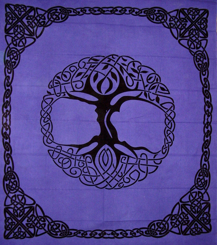 Celestial Tapestry Cotton Bedspread 106 x 86 Full-Queen Purple