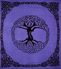 Keltischer Baum des Lebens, Batik-Wandteppich, schwerer Baumwollaufstrich, 96" x 86" Lila