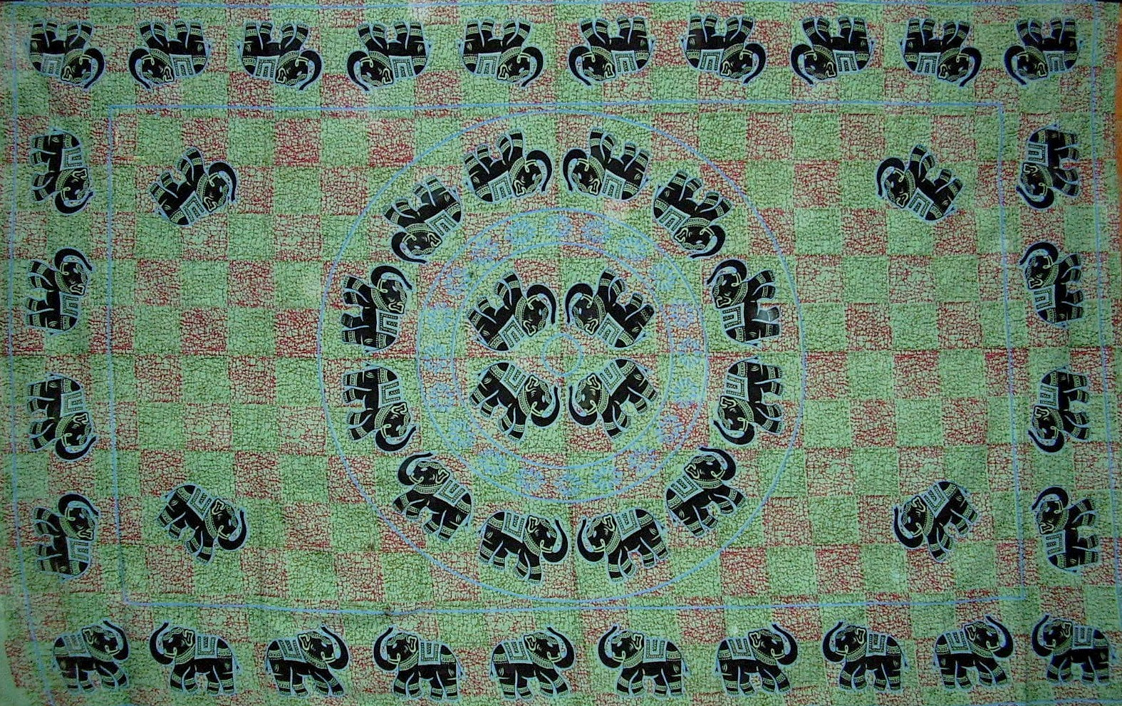 Couvre-lit en coton tapisserie éléphant Mandala 106 "x 70" Twin vert