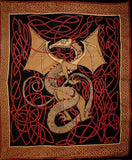 सेल्टिक ड्रैगन टेपेस्ट्री कॉटन बेडस्प्रेड 108" x 88" फुल-क्वीन रेड