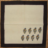 Kalamkari Blockdruck-Tischserviette aus Baumwolle, 40,6 x 40,6 cm, Beige 