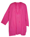 Embroidered Blouse Kurta Tunic Casual Dress M Pink 
